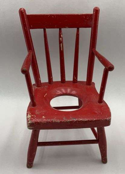 Vintage Red Painted Child's Potty Chair image