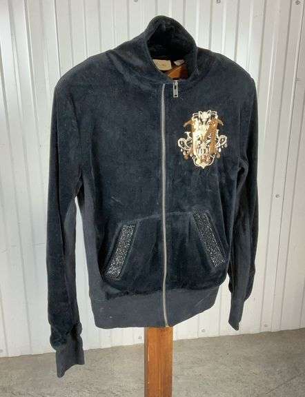 Miss Me Black Velour Zip Up Jacket - Size M image