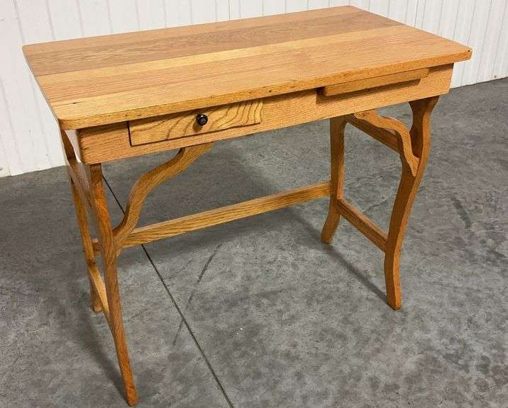Oak Writing Desk with Drawer and Pull-Out Extension image