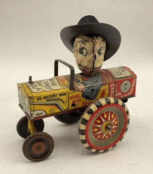 MAR Toys Milton Berle Tractor Tin Litho Wind-Up Toy 6x2x7 image
