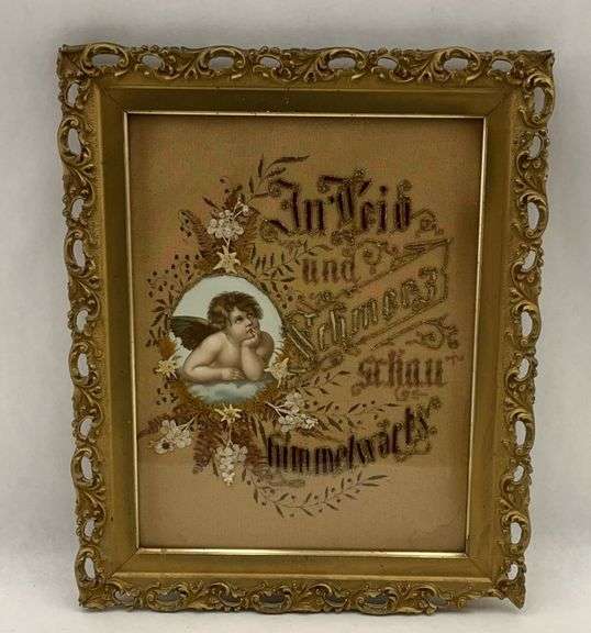 Framed Angel Picture with Gold Frame image