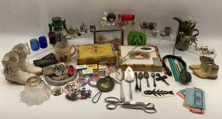 Collectible Assortment: King Edward Cigar Box, Rootbeer Mug, Cowboy Boots & More image