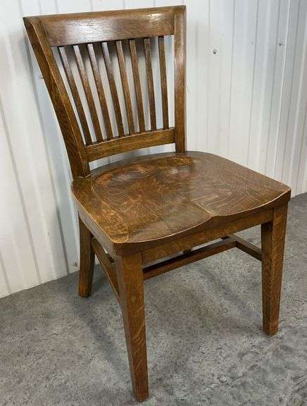 Vintage Oak Slat Back Dining Chair ca 1920s image