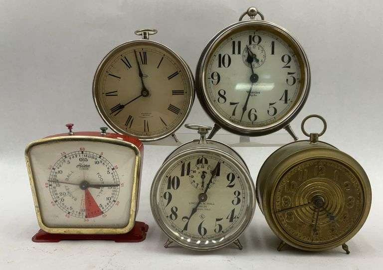 Assorted Clock Collection including Parker Alarm, Westclox Big Ben, Aristo Timer image