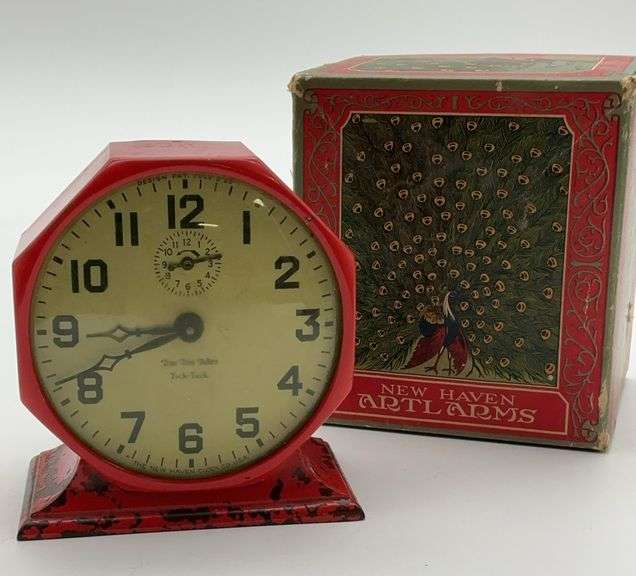 New Haven Tick-Tock Artlarm Clock with Peacock Box image