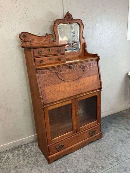 Antique Oak Side-by-Side Secretary Desk image