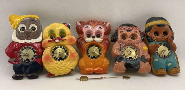 Lot of 5 figural wall clocks image