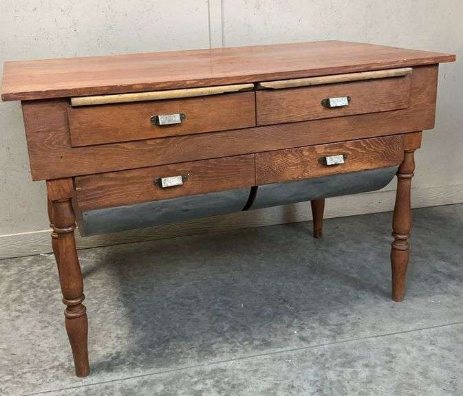 Antique Oak Possum Belly Baker's Table image