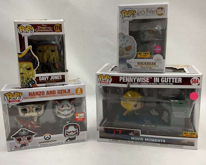 Funko Pop Lot - Davy Jones, Hanzo & Genji, Pennywise, Buckbeak image