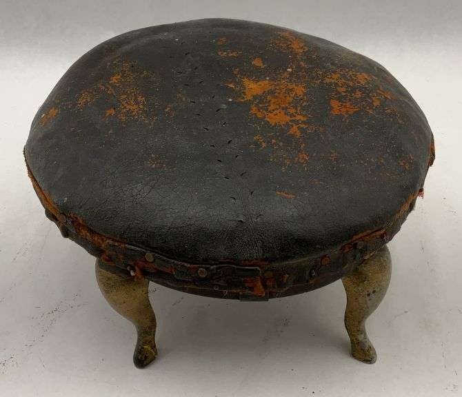 Antique Victorian Round Footstool with Three Legs image