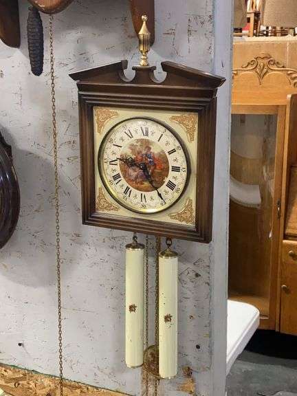 Vintage German Weight-Driven Wall Clock image