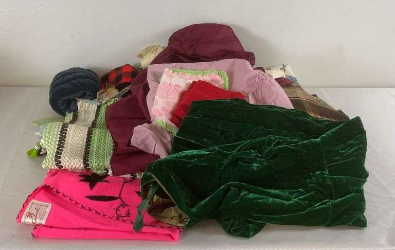 Assorted Textile Lot Including Woven Vest, Velvet, and Fabric Pieces image