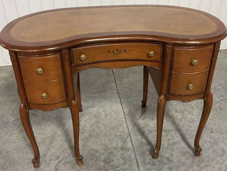 French Provincial Kidney Desk w/ Leather Top image