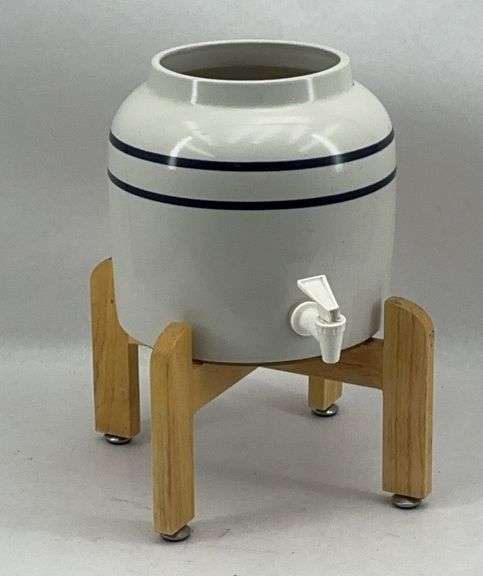 Ceramic Water Dispenser with Wooden Stand image