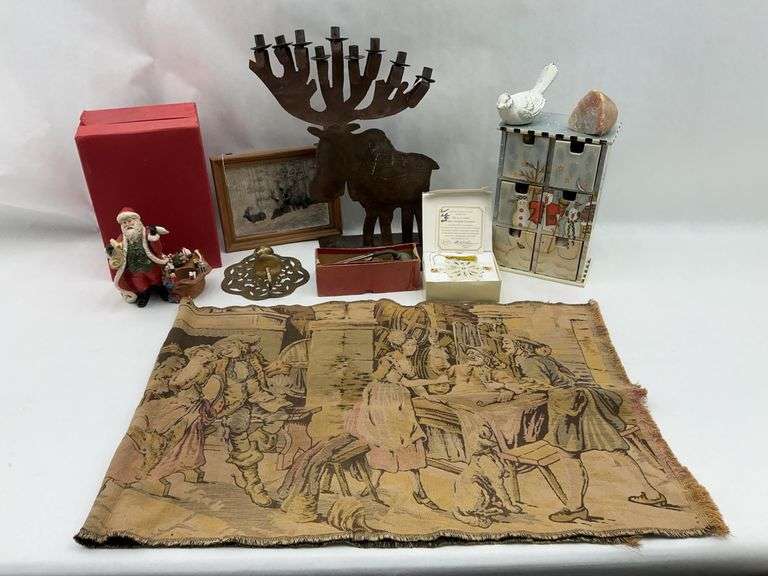 Collection of Assorted Home Decor Items: Picture, Sconce, Tapestry & More image