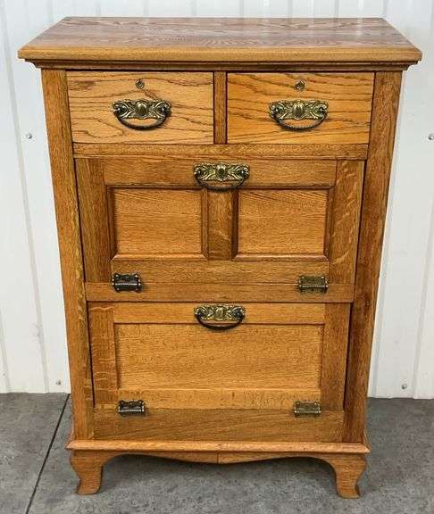 Antique Oak Chest with Drop-Front image
