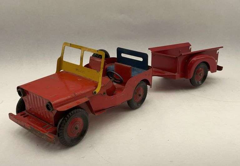 Vintage Marx Willys Jeep with Trailer Toy image