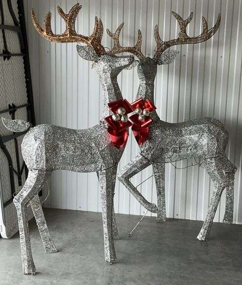 Pair of Large Lighted Decorative Deer image