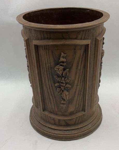 Brown Wooden Style Waste Basket image