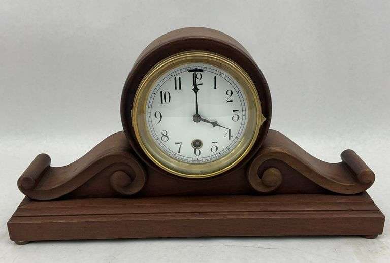 Sessions Clock Co. Forestville Conn. USA Wooden Mantle Clock with Key image