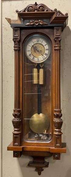 Antique Victorian Walnut Regulator Wall Clock C. 1890 image