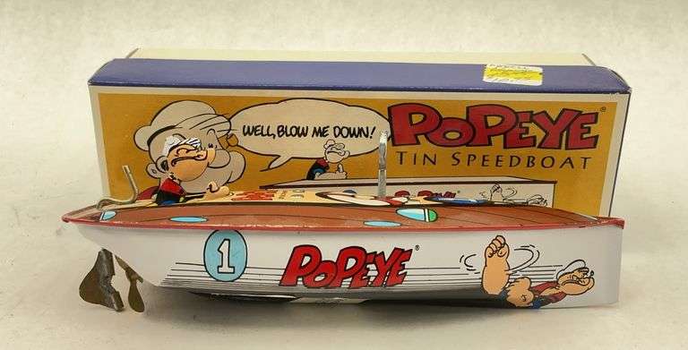Popeye Tin Speedboat Toy with Box image