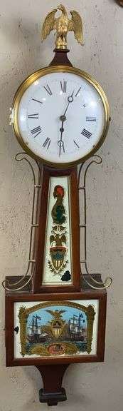 Banjo Clock w/ USS Constitution Scene image