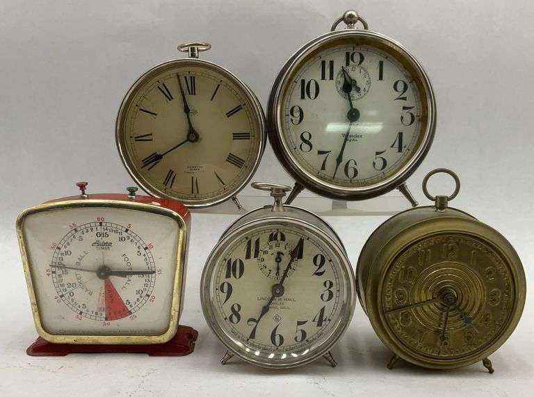 Assorted Clock Collection including Parker Alarm, Westclox Big Ben, Aristo Timer image