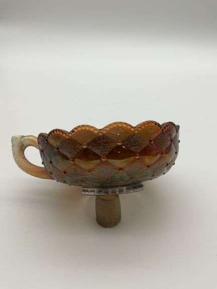 Carnival Glass Candy Dish with Handle image