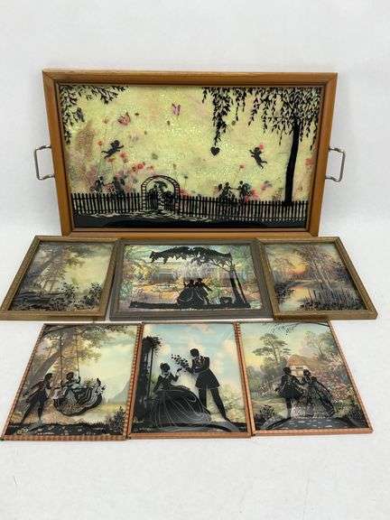 Framed Silhouette Pictures and Serving Tray image