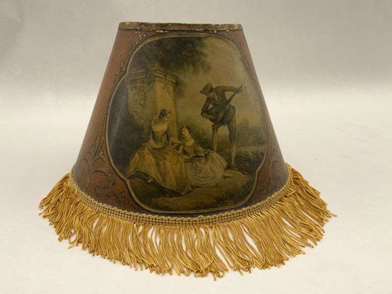 Fringed Lampshade with Romantic Scene image