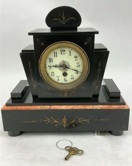Antique Black Slate Mantel Clock image