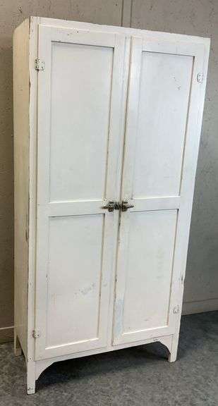Vintage Painted Wood Storage Cabinet with Double Doors image