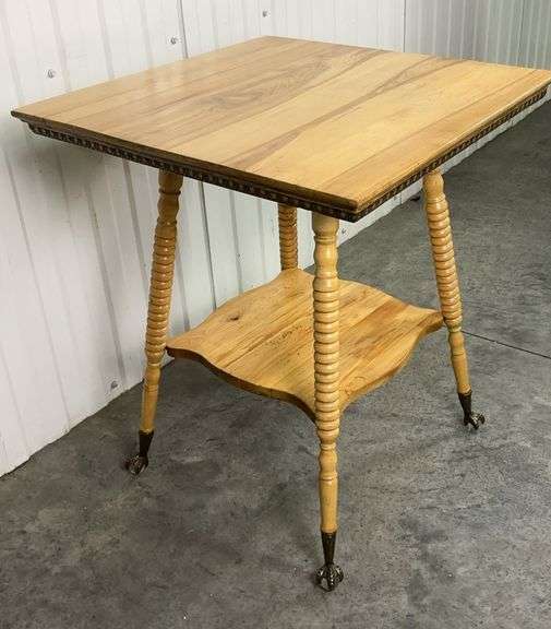 Victorian Oak Parlor Table with Ball and Claw Feet image