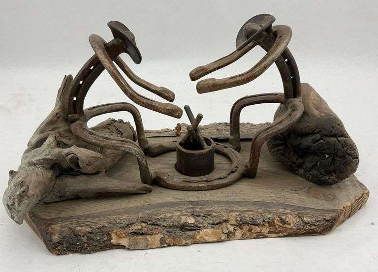 Horseshoe Cowboy Campfire Sculpture image