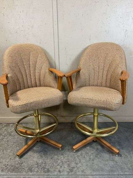 Pair of Mid-Century ModernSwivel Bar Stools with Arms image