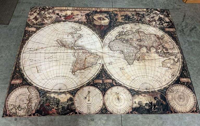 F. De Wit Style Nova Totius Terrarum Orbis Tabula Tapestry - 79x60 inches image