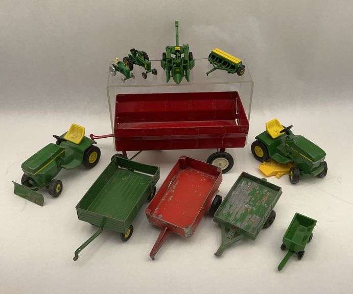 Collection of ERTL & SLIK-TOY Farm Toys - Tractors, Wagons, & Implements image