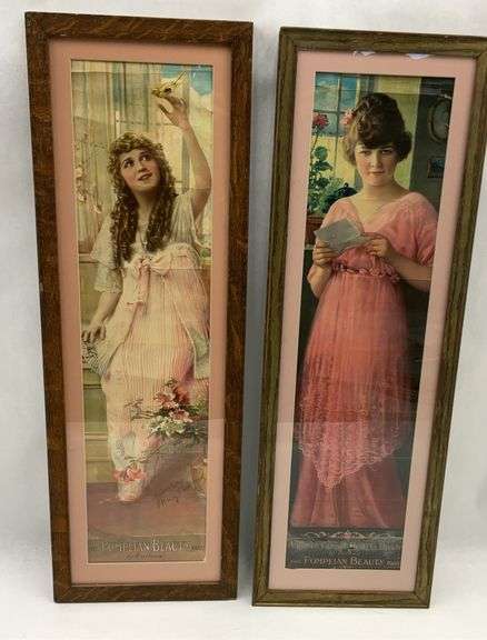 Two Framed 1916 & 1917 Pompeian Beauty Panels Featuring Mary Pickford 32x10 image