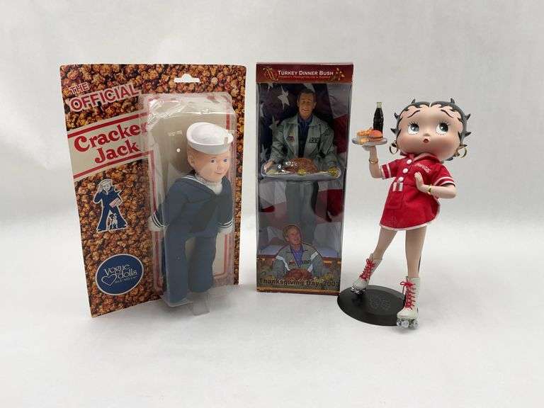 Cracker Jack, Betty Boop, and Turkey Dinner Bush Dolls - 3 Piece Set image