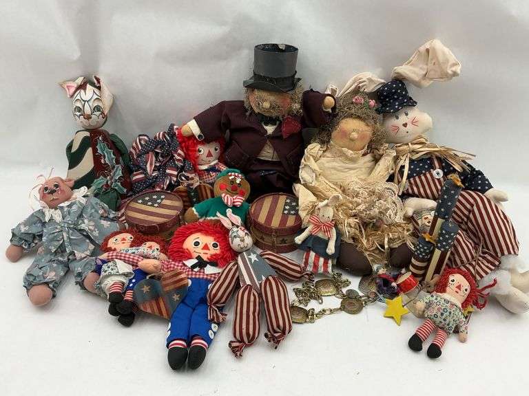 Selection of Raggedy Ann Style Dolls and Figurines image