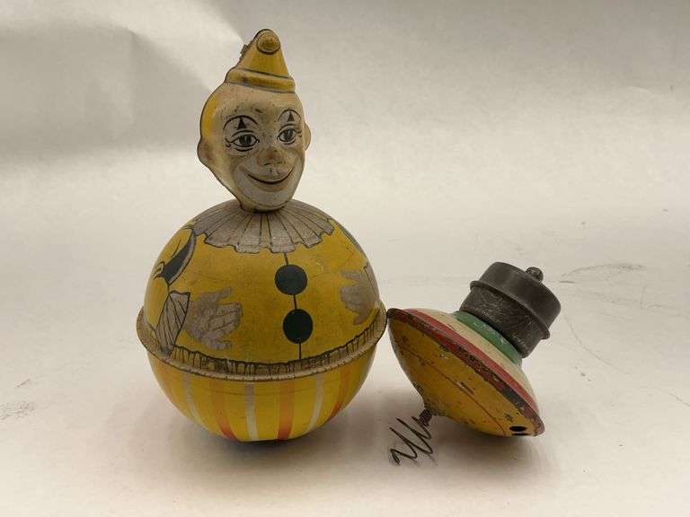 Chein & Co. Tin Litho Tumbling Clown Toy, Made in USA image