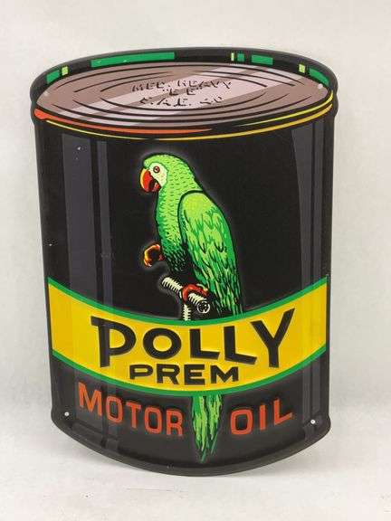 Polly Prem Motor Oil Embossed Metal Advertising Sign image