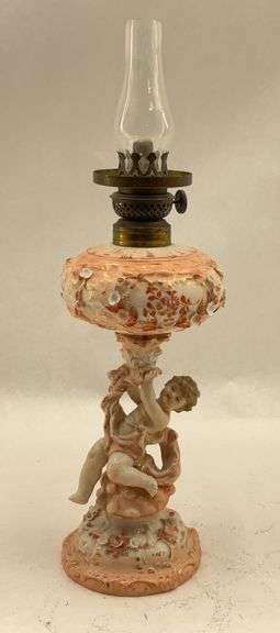 Victorian Cherub Porcelain Oil Lamp image
