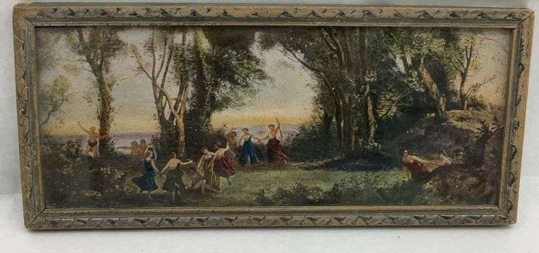 Framed Print of Dancing Figures Landscape with Mirror Backing image
