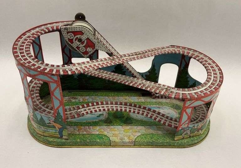 Vintage J. Chein Tin Litho Roller Coaster Toy image
