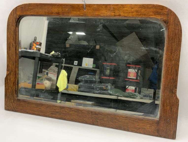 Vintage Oak Wall Mirror Victorian to Early Edwardian image