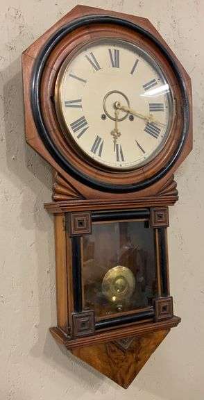 Victorian Walnut & Ebonized Drop Octagon Clock image