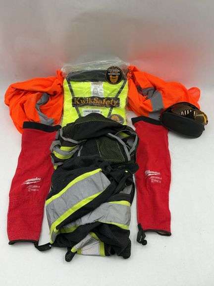 Lot of Safety Gear: Vests, Sleeves and Glasses image
