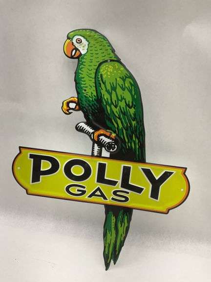 Polly Gas Parrot Embossed Advertising Sign image